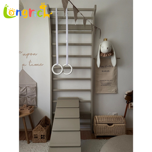 Escalera sueca de madera para montar en la pared, para niños y adultos, barra de escalada para gimnasio interior con anillas, equipo de fitness para el hogar para uso familiar - Product Image 3