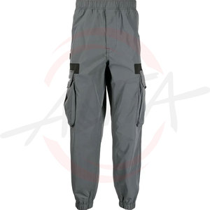 Pantalon Vente en Gros Tissu Coupe-Vent Baggy Poche Rétractable Cargo Élastique Coton Mélange Matériel Taille Haute Pantalons pour Hommes - Product Image 5