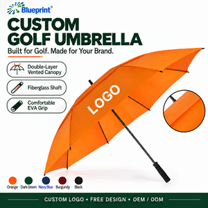 Último modelo de paraguas naranja único de doble capa, resistente al viento, apertura manual, sin remaches, con impresión personalizada de tu propio logotipo, para lluvia intensa. - Product Image 1