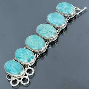 Excelente calidad hecho a mano diseñador amazonita piedra preciosa 925 pulsera de plata esterlina personalizada para Aniversario de compromiso - Product Image 5