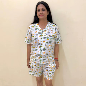 ชุดเดรสผ้าคอตตอนเซ็กซี่สำหรับผู้หญิงชุดเดรสพิมพ์ลายชุดนอนฤดูร้อน - Product Image 1