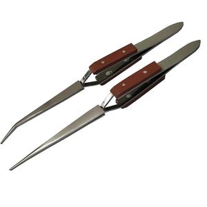 Pinzas de pestañas duraderas ISO de alta calidad, éxito personalizado, las mejores ventas, mango de madera PK, Material de acero inoxidable, fuente de alimentación Manual - Product Image 2