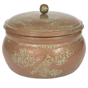 Conception martelée couvercle corps cuivre tuyau Pot concepteur solide métal planteur tuyau de jardin stockage décor intérieur et extérieur arrosage utilisation - Product Image 3