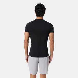 T-shirt de sport décontracté pour homme en jersey uni, à manches courtes, séchage rapide, respirant, coupe ajustée, avec logo frontal - Product Image 2