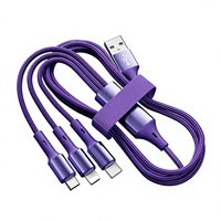 Kabel Pengisian Cepat Ramah Lingkungan 3-in-1 TPE/PVC Berlapis Nilon Anti-Kusut Tahan Lama Universal untuk Ponsel & Tablet