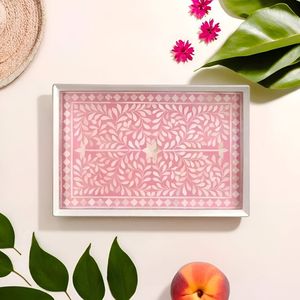 BANDEJA DE SERVICIO PREMIUM FLORALDESNG BONE INDEY para el hogar, hotel y restaurante, decoración elegante para mesa de comedor - Product Image 1