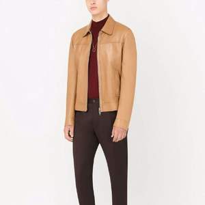 Blouson moto homme personnalisé en cuir de vachette, coupe courte, zippé, col montant, imperméable, écologique, noir, style streetwear - Product Image 4