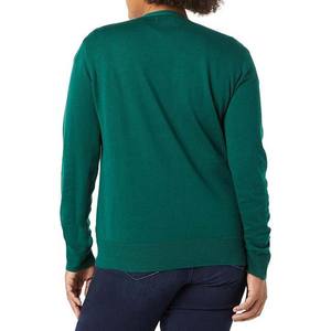 Green Women's Autumn Casual Clothing Knitwear <b>Cardigans</b> Cotton Bamboo Fiber Knit V Neck Double Breasted Regular Fit <b>Cardigan</b> - Product Image 4