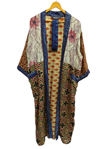 Peignoir d'été en soie Sari Kimono Vintage Sari Robe Soft Beach Party Gown Indian Handmade Silk Kimono - Product Image 4