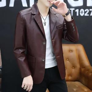 Veste en cuir à manches longues noire pour hommes High Street Style OEM Service Canvas Produit - Product Image 2