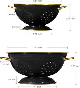 Passoire en argent avec poignées de maintien, pour rincer et égoutter les fruits, les légumes, les pâtes, décoration d'intérieur, design Art Déco, vente en gros - Product Image 2