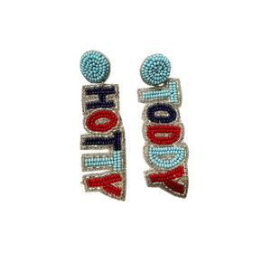 ต่างหูสไตล์โบฮีเมียนประดับลูกปัดสำหรับผู้หญิง ต่างหูแฮนด์เมดสำหรับวันแข่งขัน ทีมเชียร์ลีดเดอร์ สีทีม - Product Image 6