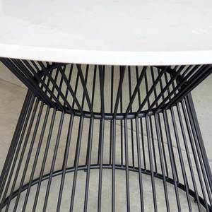 BA68181 Modern 100cm Round Dining <b>Table</b> Set Extendable <b>Wooden</b> <b>Table</b> with Stone <b>Top</b> and Artistic Iron Legs Easy Assembly - Product Image 6