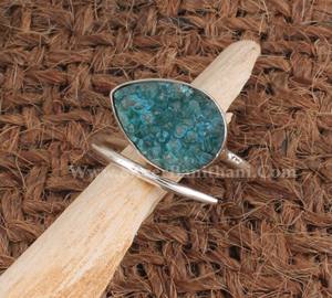 Anillo de Plata de Ley 925 hecho a mano con piedras preciosas Druzy, diseño de lágrima ajustable, joyería clásica de moda para mujeres para bodas - Product Image 6