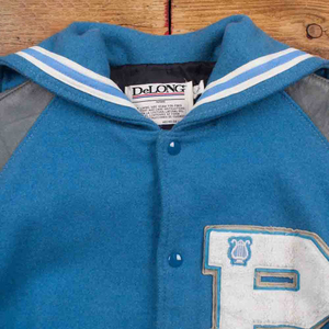 Chaquetas para hombre, chaqueta para hombre, chaqueta Vintage Varsity Baseball Letterman, estilo universitario Retro, mezcla de lana, Azul, Gris, manga, prendas de vestir exteriores - Product Image 3