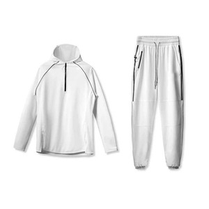 Venta al por mayor OEM ropa de entrenamiento de alta elasticidad de algodón polar de los hombres Jogging chándal gimnasio ropa activa pantalones de chándal y conjunto con capucha - Product Image 2