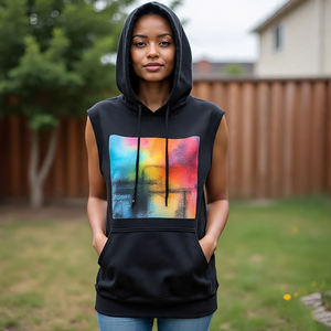 Women's Sleeveless Hoodies Workout Running Fitness Exercise Singlet Hooded Pullover <b>Leopard</b> Sleeveless <b>Hoodie</b> Ladies - Product Image 2