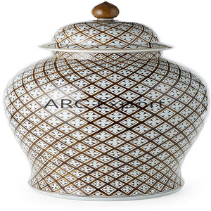 Vaisselle de luxe en émail en gros, grands pots à gingembre, pots à gingembre en métal personnalisés, stockage et conteneur de nourriture provenant d'un fabricant indien - Product Image 1