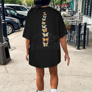 Camiseta de mezcla de algodón de gran tamaño para mujer de alta calidad OEM Top informal cómodo de estilo callejero de moda con ajuste holgado - Product Image 6