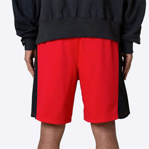 <b>Men</b> basketball <b>shorts</b> black with <b>red</b> side panels breathable mesh athletic training <b>shorts</b> custom logo sportswear - Product Image 4