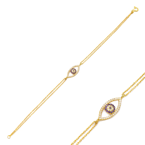 Elegant Eye Design Women <b>Charm</b> Bracelet Turkish Wholesale Handcrafted 925 Silver Sterling Jewelry - Product Image 1