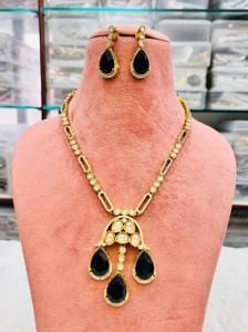 Premium Moissanite Polki Necklace Set for Women Bridal Set with Earrings Traditional Indian Necklace Ethnic <b>Statement</b> <b>Jewelry</b> - Product Image 6