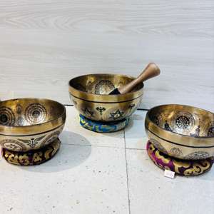 Handcrafted Traditional Bronze Chakra Balancing <b>Singing</b> <b>Bowl</b> Set Premium Metal Crafts with Mallet and Cushion - Product Image 3