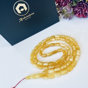 Bijoux Amberstone, 66 perles en forme de baril, perles de prière islamiques naturelles, Misbaha en ambre baltique de luxe - Product Image 6