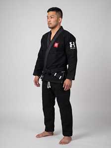 <b>Black</b> BJJ Gi, <b>Black</b> <b>Belt</b> Four Stripes Kanji Embroidery, Custom OEM 450 GSM Pearl Weave Jiu Jitsu Kimono, Wholesale Manufacturer - Product Image 4