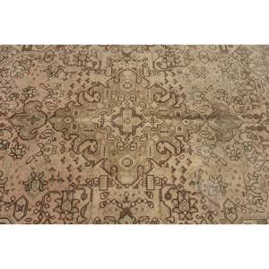 Alfombra turca de lana clásica Beige marrón de 4,9x9,2 pies, diseño de retazos para entrada, sala de estar, dormitorio, respaldo de látex Rectangular - Product Image 5
