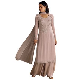 Lavanda Chinon Zardosi Kurta Sharara con Cutdana Dupatta Venta al por mayor Mujeres Ropa étnica OEM Proveedor de fábrica Boda personalizada - Product Image 2
