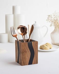 Handcrafted <b>Rustic</b> Resin & Wood Pen Stand Wooden Crafts and Wall Signs Gift Set with Wooden Boxes for Professionals - Product Image 1