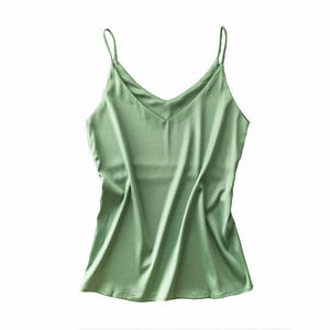 Débardeurs pour femmes en soie à fines bretelles, de bonne qualité, sexy, col rond, sans manches, broderie, respirant, doux, sous-vêtements - Product Image 4