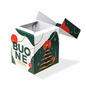 Boîte rigide recyclée Mod. Clip pour Panettone 19x19x23 cm avec laminage brillant, gaufrage et finition UV - Product Image 3