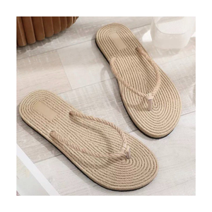 Chanclas Estilo Seagrass Zapatilla Con Correa De Patrón Zapatillas De Paja Natural Hechas A Mano Para Hotel O Uso En Interiores - Product Image 2