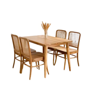 Meubles de maison ensemble de salle à manger en bois de teck massif avec de nombreuses chaises ensemble de restaurant au design moderne japonais fabrication en Indonésie - Product Image 2