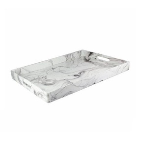 Plateau de service à thé et café de grande taille marbre noir de meilleure qualité avec poignée en argenterie pour décor d'hôtel plateau de service de vaisselle de table - Product Image 4