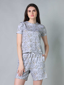 Ensemble haut et bas de qualité supérieure, doux, élégant, confortable et tendance Ensemble de cordons à col rond et à manches courtes pour femmes - Product Image 2