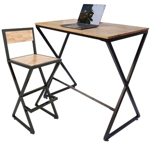 Escritorio Ajustable y Silla Alta con Patas Metálicas en Forma de X CB68087 - Product Image 1