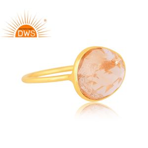 Anillo apilable de piedras preciosas de citrino Natural chapado en oro de 18 quilates de plata de ley superventas, joyería fina Demi para mujer, regalo para ella - Product Image 2