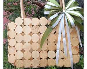 กระเป๋าไม้ไผ่น้ำหนักเบาทำจากถุงไม้ไผ่ธรรมชาติเหมาะสำหรับชุดชายหาดสไตล์ประจำวันและโปรโมชั่นบูติก - Product Image 1