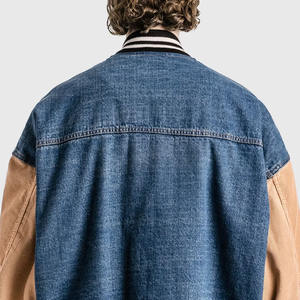 แจ็กเก็ตยีนส์ย้อมสีล้วนสำหรับผู้ชายเสื้อแจ็กเก็ตยีนส์ลำลองแฟชั่นโอเวอร์ไซส์สำหรับผู้ชาย - Product Image 5