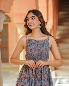 Vestido largo con estilo de algodón orgánico tejido a mano indio para mujer estilo dulce ecológico para fiestas de boda de novia - Product Image 1