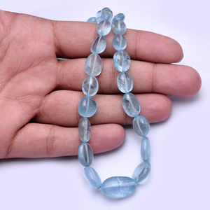 AAA Aguamarina Natural 7x9mm-12x20mm Cuentas de pepitas lisas Aguamarina azul Piedras preciosas semipreciosas Cuentas sueltas caídas para joyería - Product Image 2