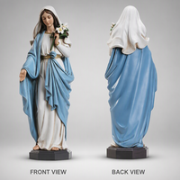 Vente en gros de statues de la Vierge Marie en résine personnalisées de 10 pouces, figurine de la Madone peinte à la main avec des fleurs pour la décoration religieuse catholique