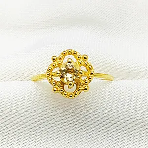 Citrine Round Shape Gemstone Ring Gold Vermeil Clover Set Fashion Birthstone Rings Silver Finger Rings Indian Suppliers