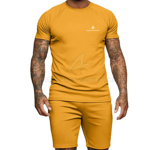 Pantalones cortos informales de gimnasio para hombre y Conjunto de camiseta de tela polar, talla adulta, cálidos y cómodos para el ejercicio de verano - Product Image 1