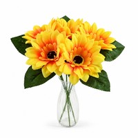 Bouquet de tournesols artificiels en soie style Monet, à tige unique, fleur décorative pour la maison, mariage, décoration de vase