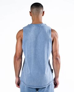 Camiseta sin mangas de punto lavado estilo vintage para hombre, chaleco sin mangas de secado rápido, estilo urbano hipster - Product Image 3