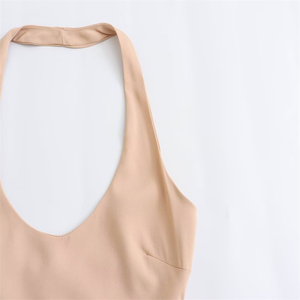 OEM elegante casual de las mujeres en general Halter vestido para el verano de moda tanque ligero de cintura alta diseño de puntada logotipo personalizable - Product Image 3